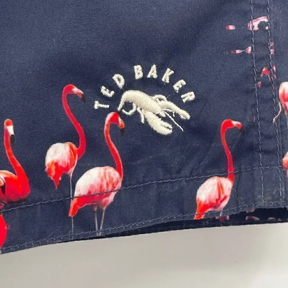 Ted Baker London Multicolor Flamingos Slim Fit Quick Dry Swim Trunks Size 6